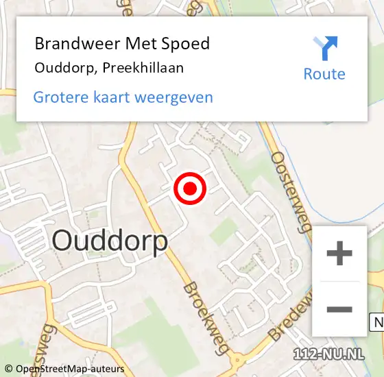 Locatie op kaart van de 112 melding: Brandweer Met Spoed Naar Ouddorp, Preekhillaan op 3 januari 2022 14:52