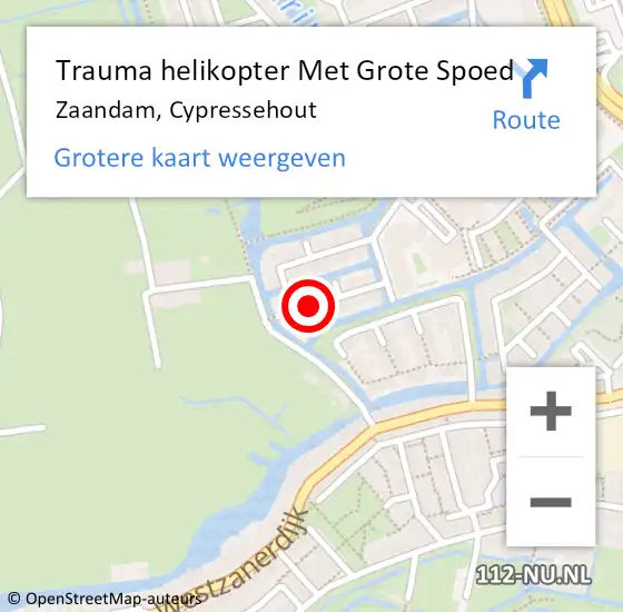 Locatie op kaart van de 112 melding: Trauma helikopter Met Grote Spoed Naar Zaandam, Cypressehout op 3 januari 2022 15:04