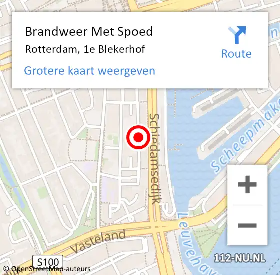 Locatie op kaart van de 112 melding: Brandweer Met Spoed Naar Rotterdam, 1e Blekerhof op 3 januari 2022 15:05