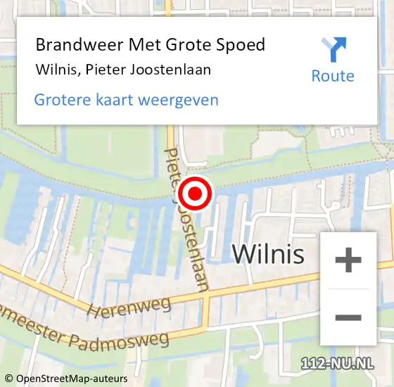 Locatie op kaart van de 112 melding: Brandweer Met Grote Spoed Naar Wilnis, Pieter Joostenlaan op 3 januari 2022 15:05