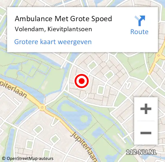 Locatie op kaart van de 112 melding: Ambulance Met Grote Spoed Naar Volendam, Kievitplantsoen op 3 januari 2022 15:47