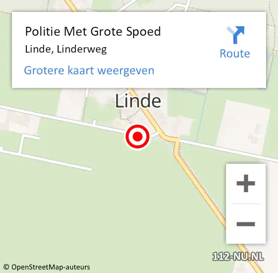 Locatie op kaart van de 112 melding: Politie Met Grote Spoed Naar Linde, Linderweg op 3 januari 2022 15:50