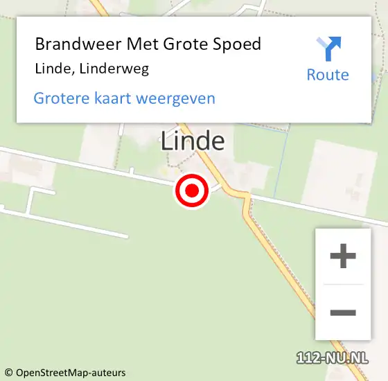 Locatie op kaart van de 112 melding: Brandweer Met Grote Spoed Naar Linde, Linderweg op 3 januari 2022 15:50