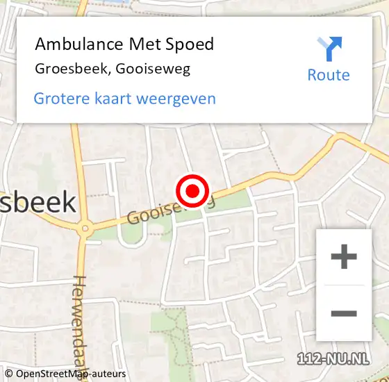 Locatie op kaart van de 112 melding: Ambulance Met Spoed Naar Groesbeek, Gooiseweg op 3 januari 2022 15:53