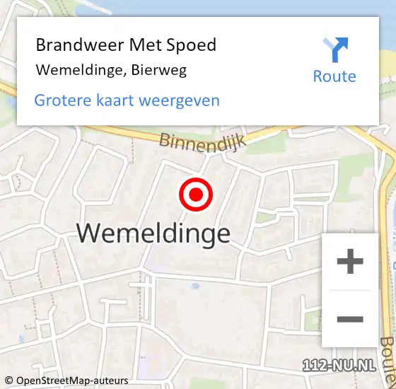 Locatie op kaart van de 112 melding: Brandweer Met Spoed Naar Wemeldinge, Bierweg op 3 januari 2022 16:38