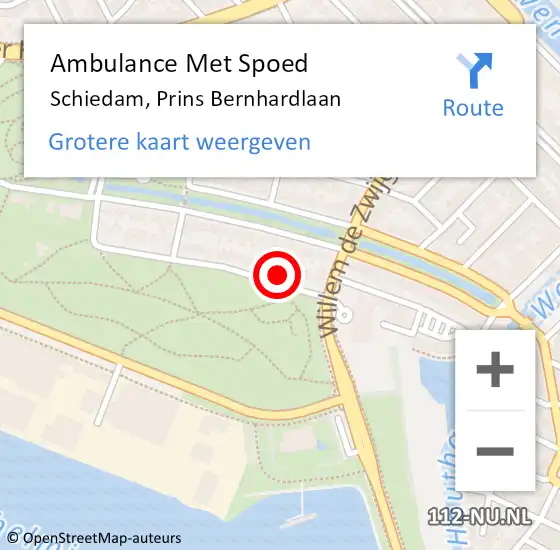 Locatie op kaart van de 112 melding: Ambulance Met Spoed Naar Schiedam, Prins Bernhardlaan op 3 januari 2022 16:39