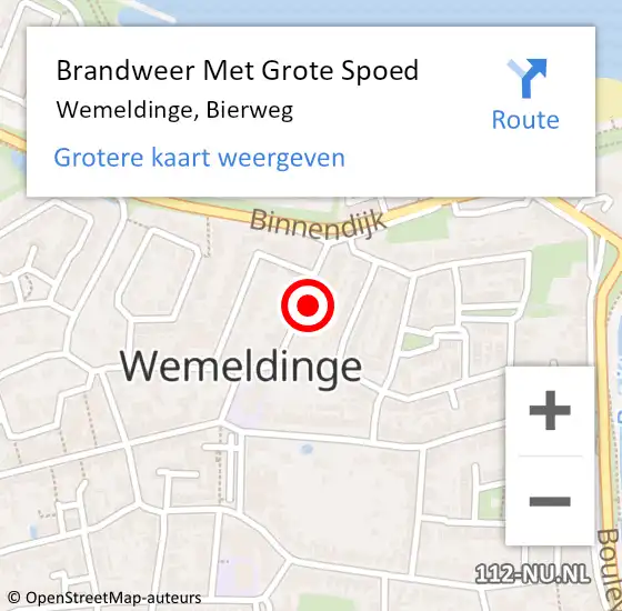 Locatie op kaart van de 112 melding: Brandweer Met Grote Spoed Naar Wemeldinge, Bierweg op 3 januari 2022 16:39