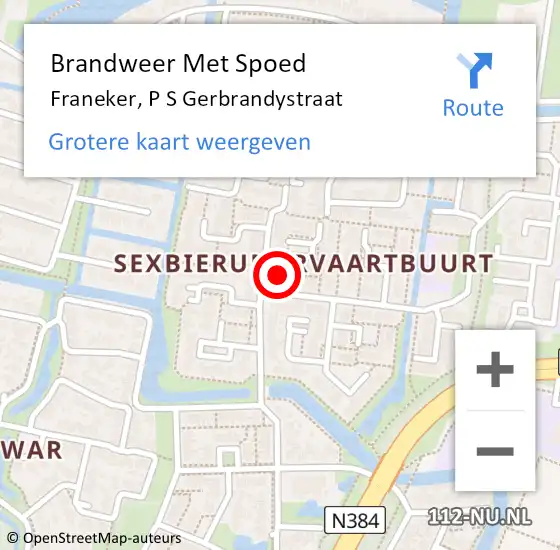 Locatie op kaart van de 112 melding: Brandweer Met Spoed Naar Franeker, P S Gerbrandystraat op 3 januari 2022 16:41