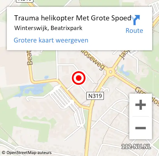Locatie op kaart van de 112 melding: Trauma helikopter Met Grote Spoed Naar Winterswijk, Beatrixpark op 3 januari 2022 16:45