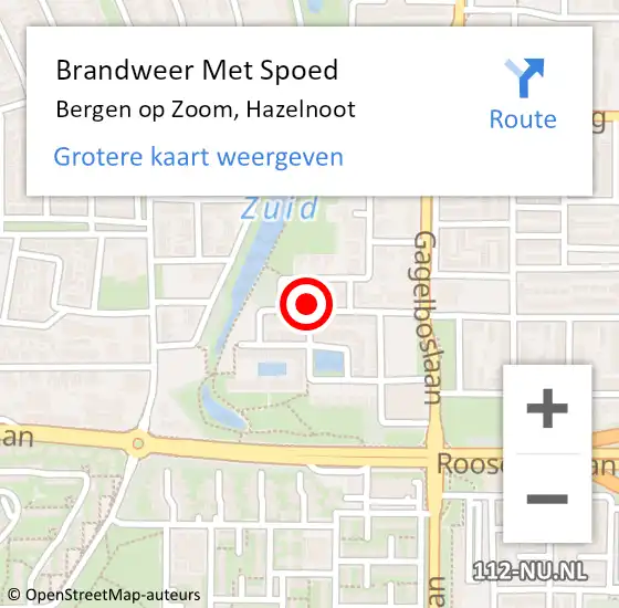 Locatie op kaart van de 112 melding: Brandweer Met Spoed Naar Bergen op Zoom, Hazelnoot op 3 januari 2022 17:08