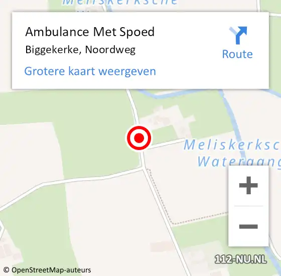Locatie op kaart van de 112 melding: Ambulance Met Spoed Naar Biggekerke, Noordweg op 4 juli 2014 10:30