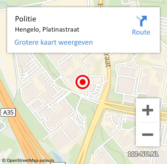 Locatie op kaart van de 112 melding: Politie Hengelo, Platinastraat op 3 januari 2022 17:33