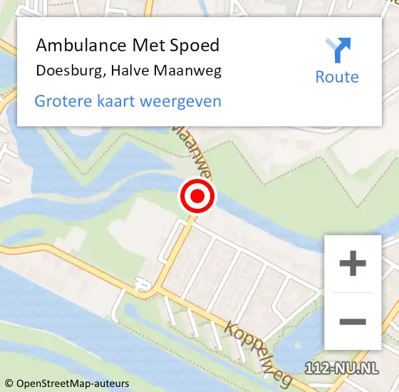 Locatie op kaart van de 112 melding: Ambulance Met Spoed Naar Doesburg, Halve Maanweg op 3 januari 2022 18:00