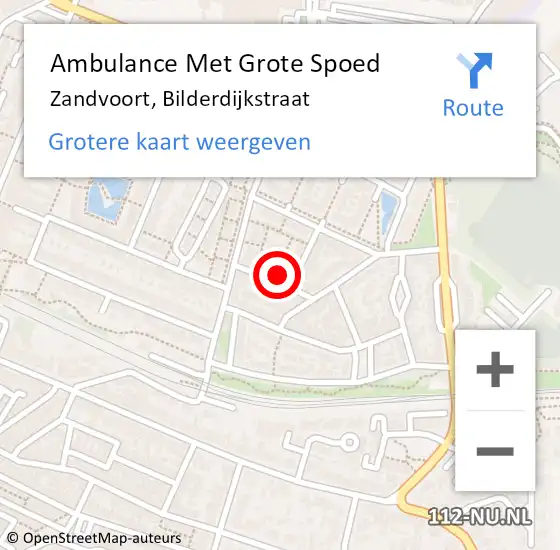 Locatie op kaart van de 112 melding: Ambulance Met Grote Spoed Naar Zandvoort, Bilderdijkstraat op 3 januari 2022 18:08