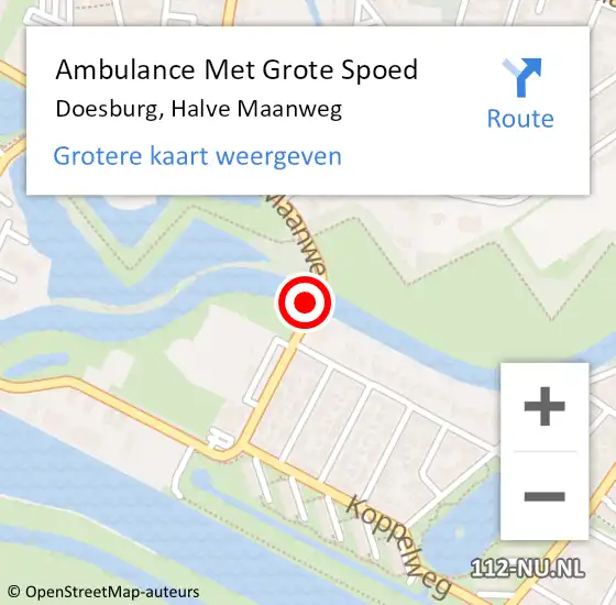 Locatie op kaart van de 112 melding: Ambulance Met Grote Spoed Naar Doesburg, Halve Maanweg op 3 januari 2022 18:15