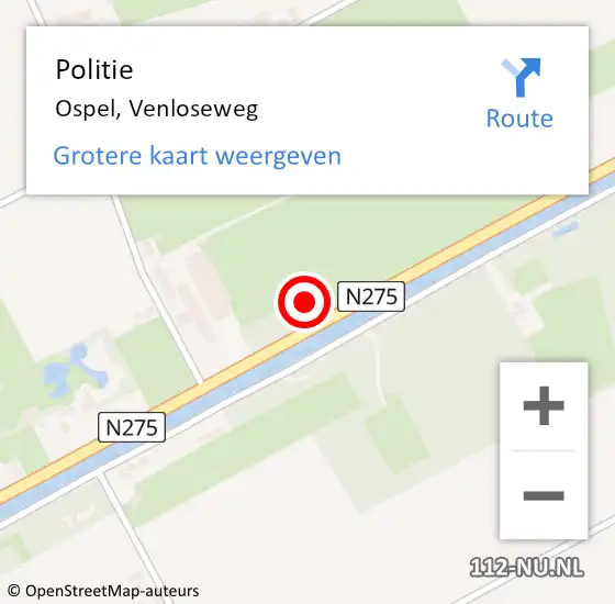 Locatie op kaart van de 112 melding: Politie Ospel, Venloseweg op 3 januari 2022 18:21