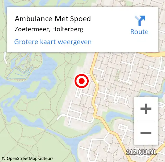 Locatie op kaart van de 112 melding: Ambulance Met Spoed Naar Zoetermeer, Holterberg op 3 januari 2022 18:54