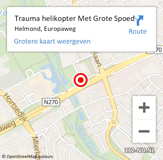 Locatie op kaart van de 112 melding: Trauma helikopter Met Grote Spoed Naar Helmond, Europaweg op 3 januari 2022 19:06