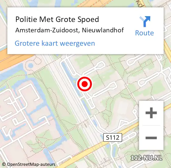 Locatie op kaart van de 112 melding: Politie Met Grote Spoed Naar Amsterdam-Zuidoost, Nieuwlandhof op 3 januari 2022 19:19