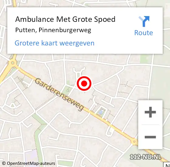 Locatie op kaart van de 112 melding: Ambulance Met Grote Spoed Naar Putten, Pinnenburgerweg op 3 januari 2022 19:25