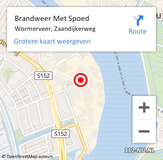 Locatie op kaart van de 112 melding: Brandweer Met Spoed Naar Wormerveer, Zaandijkerweg op 3 januari 2022 19:25