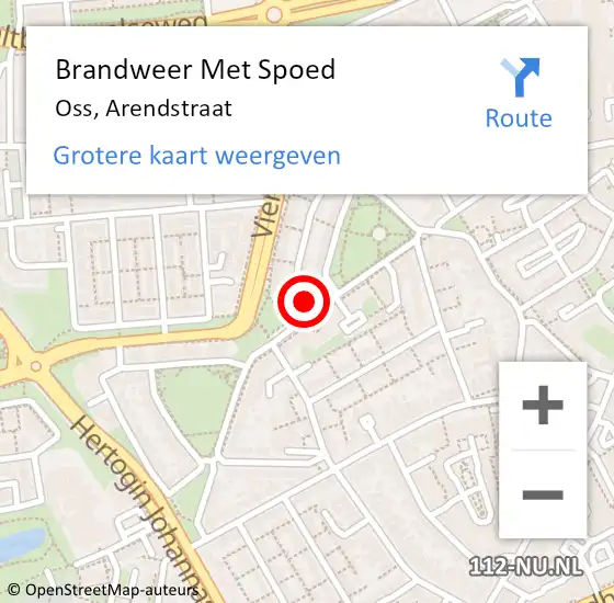 Locatie op kaart van de 112 melding: Brandweer Met Spoed Naar Oss, Arendstraat op 3 januari 2022 19:36