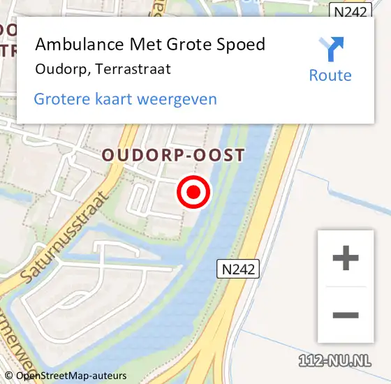 Locatie op kaart van de 112 melding: Ambulance Met Grote Spoed Naar Oudorp, Terrastraat op 3 januari 2022 19:40