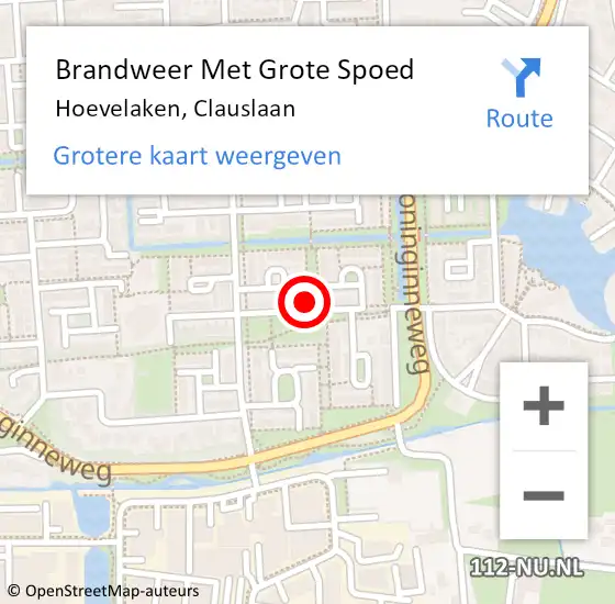 Locatie op kaart van de 112 melding: Brandweer Met Grote Spoed Naar Hoevelaken, Clauslaan op 3 januari 2022 19:53