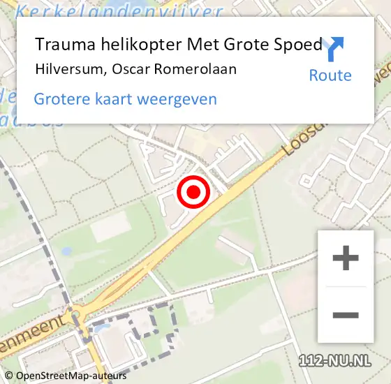 Locatie op kaart van de 112 melding: Trauma helikopter Met Grote Spoed Naar Hilversum, Oscar Romerolaan op 3 januari 2022 20:09