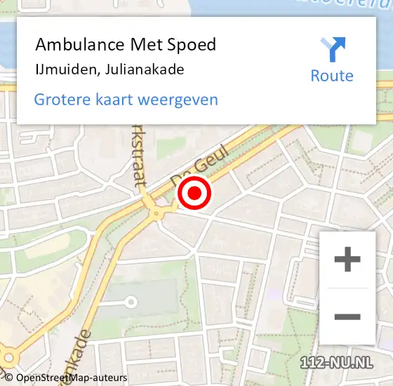 Locatie op kaart van de 112 melding: Ambulance Met Spoed Naar IJmuiden, Julianakade op 3 januari 2022 20:26