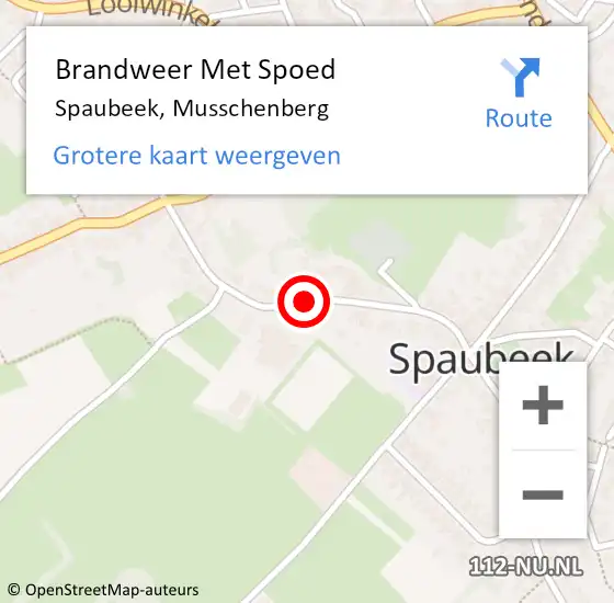 Locatie op kaart van de 112 melding: Brandweer Met Spoed Naar Spaubeek, Musschenberg op 3 januari 2022 20:36