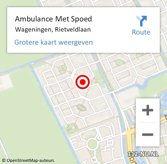 Locatie op kaart van de 112 melding: Ambulance Met Spoed Naar Wageningen, Rietveldlaan op 3 januari 2022 20:37