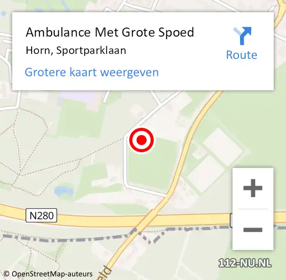 Locatie op kaart van de 112 melding: Ambulance Met Grote Spoed Naar Horn, Sportparklaan op 3 januari 2022 21:07