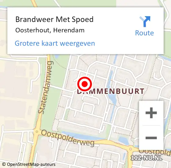 Locatie op kaart van de 112 melding: Brandweer Met Spoed Naar Oosterhout, Herendam op 3 januari 2022 21:18