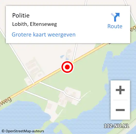 Locatie op kaart van de 112 melding: Politie Lobith, Eltenseweg op 3 januari 2022 21:42