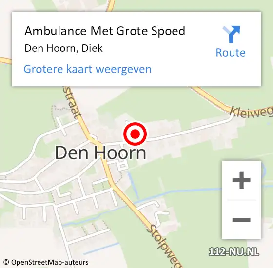 Locatie op kaart van de 112 melding: Ambulance Met Grote Spoed Naar Den Hoorn, Diek op 3 januari 2022 22:01