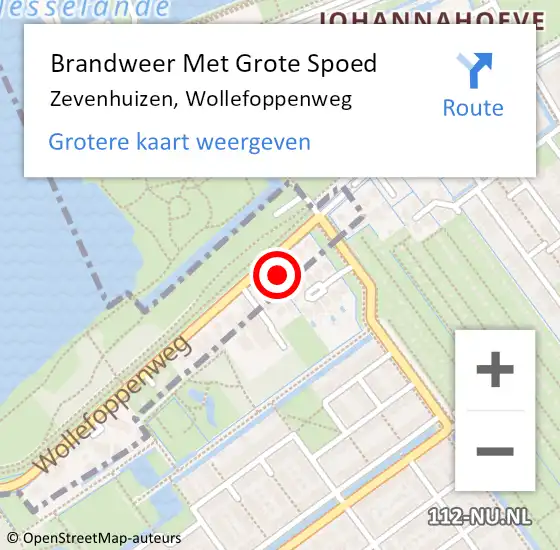 Locatie op kaart van de 112 melding: Brandweer Met Grote Spoed Naar Zevenhuizen, Wollefoppenweg op 3 januari 2022 22:08