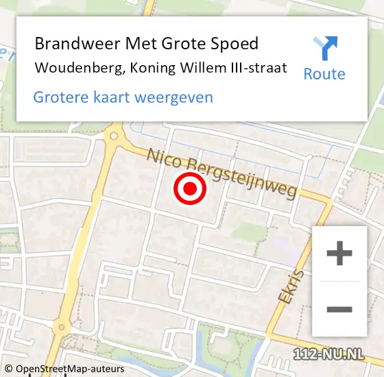 Locatie op kaart van de 112 melding: Brandweer Met Grote Spoed Naar Woudenberg, Koning Willem III-straat op 3 januari 2022 22:42