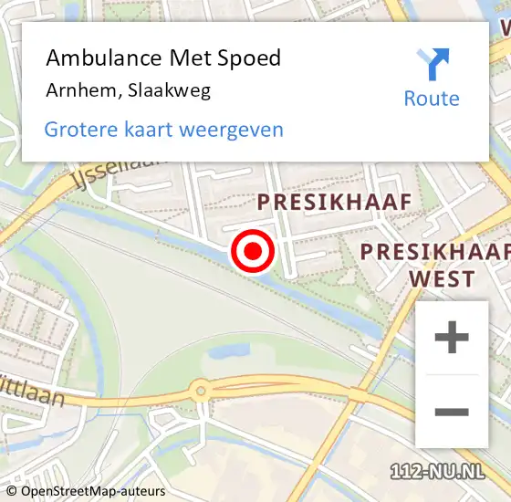 Locatie op kaart van de 112 melding: Ambulance Met Spoed Naar Arnhem, Slaakweg op 3 januari 2022 22:48