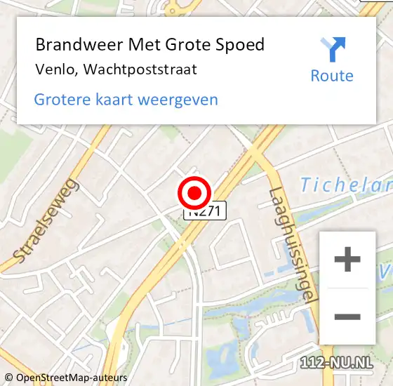 Locatie op kaart van de 112 melding: Brandweer Met Grote Spoed Naar Venlo, Wachtpoststraat op 3 januari 2022 23:06