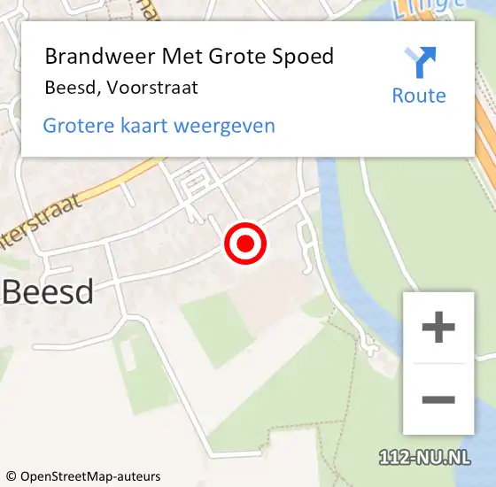 Locatie op kaart van de 112 melding: Brandweer Met Grote Spoed Naar Beesd, Voorstraat op 3 januari 2022 23:08