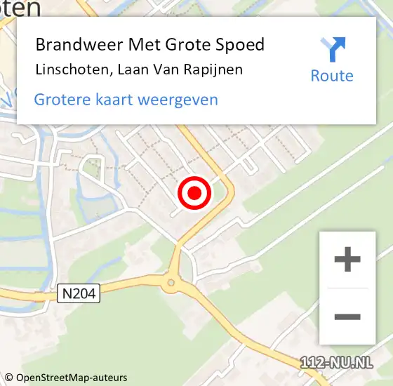 Locatie op kaart van de 112 melding: Brandweer Met Grote Spoed Naar Linschoten, Laan Van Rapijnen op 4 juli 2014 10:54