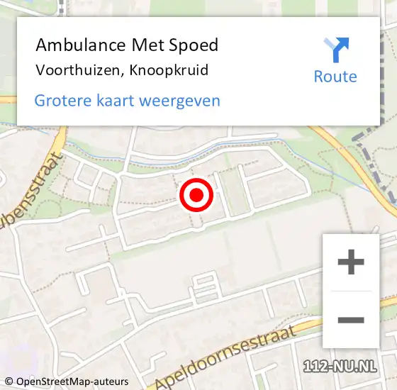 Locatie op kaart van de 112 melding: Ambulance Met Spoed Naar Voorthuizen, Knoopkruid op 3 januari 2022 23:44