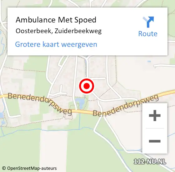 Locatie op kaart van de 112 melding: Ambulance Met Spoed Naar Oosterbeek, Zuiderbeekweg op 3 januari 2022 23:53