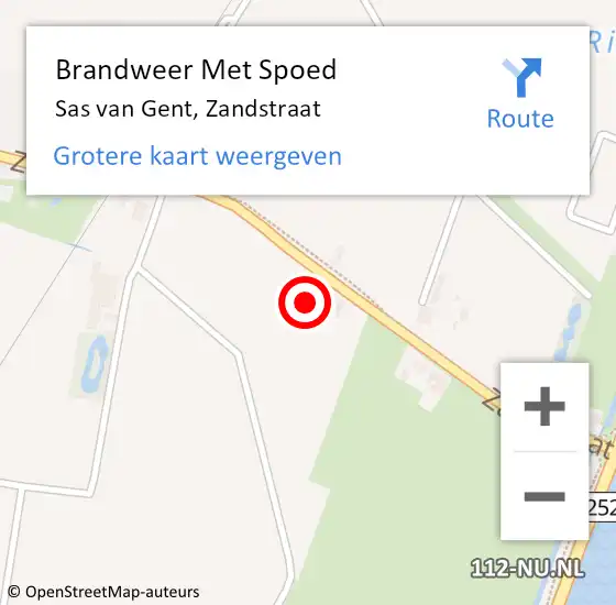 Locatie op kaart van de 112 melding: Brandweer Met Spoed Naar Sas van Gent, Zandstraat op 4 januari 2022 00:09