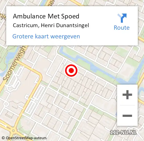 Locatie op kaart van de 112 melding: Ambulance Met Spoed Naar Castricum, Henri Dunantsingel op 4 januari 2022 00:11