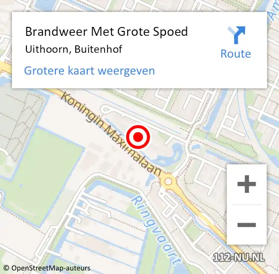 Locatie op kaart van de 112 melding: Brandweer Met Grote Spoed Naar Uithoorn, Buitenhof op 4 januari 2022 00:16