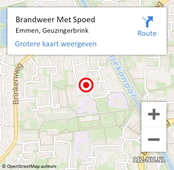 Locatie op kaart van de 112 melding: Brandweer Met Spoed Naar Emmen, Geuzingerbrink op 4 januari 2022 00:21