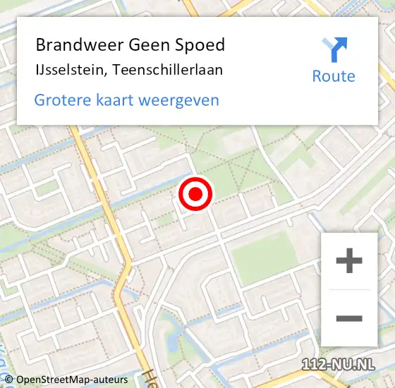 Locatie op kaart van de 112 melding: Brandweer Geen Spoed Naar IJsselstein, Teenschillerlaan op 4 januari 2022 00:41