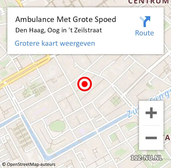 Locatie op kaart van de 112 melding: Ambulance Met Grote Spoed Naar Den Haag, Oog in 't Zeilstraat op 4 januari 2022 01:01